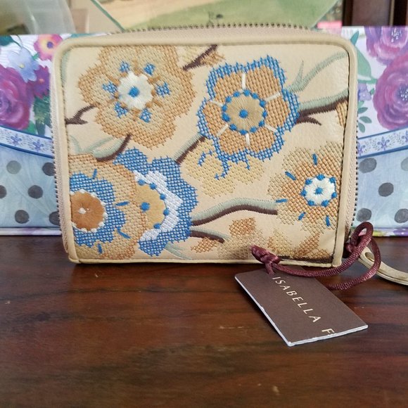 Isabella Fiore Handbags - Isabella Fiore NWT Tan & Blue Floral Wallet